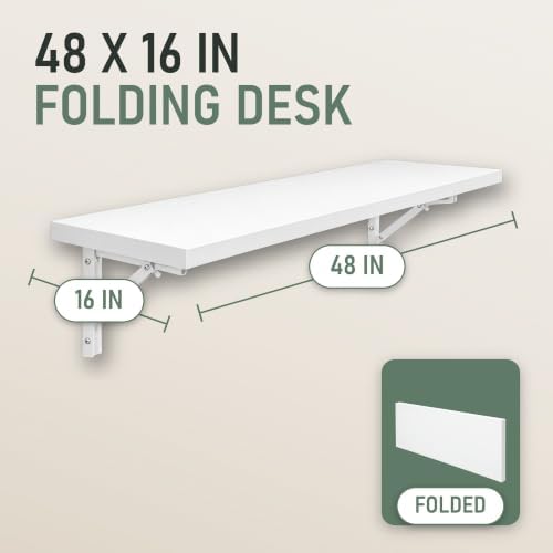 Wall Mounted Desk, Murphy Desk, Wall Mounted Folding Table, 48x16 White