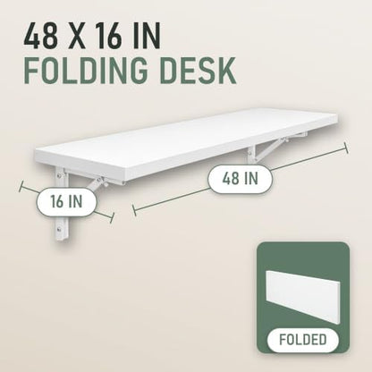 Wall Mounted Desk, Murphy Desk, Wall Mounted Folding Table, 48x16 White