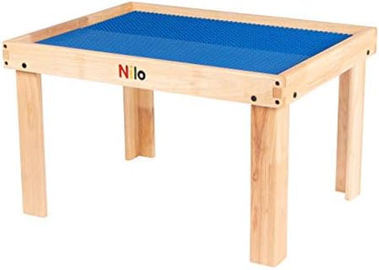 NILO Kids Activity Table Set with 2 Compatible with/Replacement for Detachable Double-Sided Baseplates/Boards/Mats Lego Duplo (N34 Play Table Without Holes, 24x32x20 and 2X Blue Base Plates 12x32)