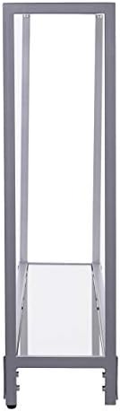 SEI Furniture - Bergen Narrow Console Table - Silver - Transitional Design, Metal and Glass - Ideal for Entryway, Living Room (CM3656)