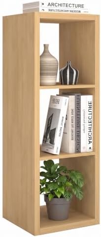 CTESNE【2026 Wooden Thick Frame 3 Cube Storage Organizer Shelf with Anti-Tipping Kits + Reversible Open Back Bookcase, Horizontal and Vertical Dual-use（Oak Color,11inch）