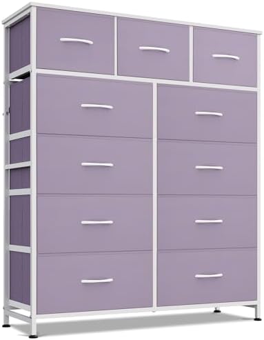 WLIVE Tall Dresser for Bedroom, 11 Drawer Chest of Drawers, Purple