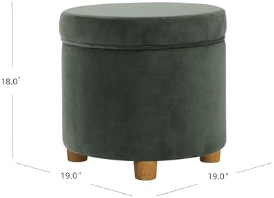 HomePop 19" Round Storage Ottoman - Loden Green Velvet