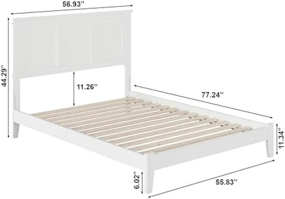 AFI, Madison Full Solid Wood Low Profile Wood Platform Bed, White