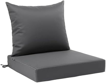 Favoyard Outdoor Patio Seat Cushions Set, 24x24 Inch, Waterproof, Dark Gray