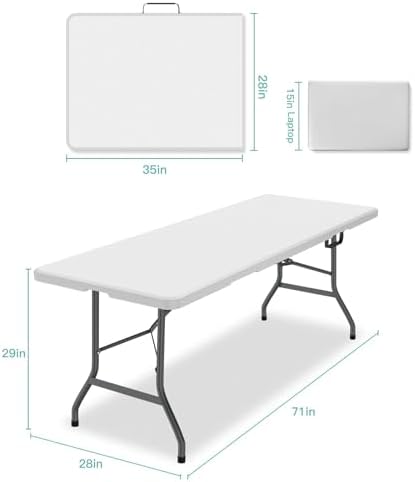 6 ft Plastic Folding Table with Nylon Tablecloth and Carry Handle