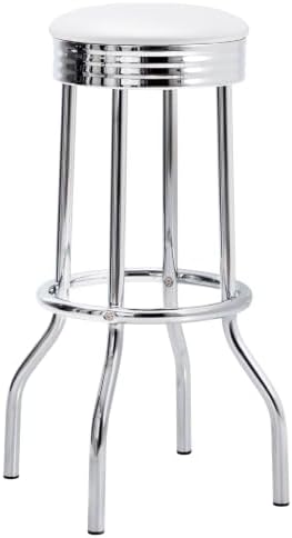 Coaster Retro 30-Inch Upholstered Swivel Bar Stools Set of 2, White 2299W