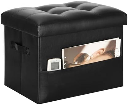 BelugaHelper Storage Ottoman Foot Rest with Thicker Foam Padded Seat, Black