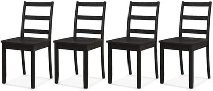 Wooden Dining Chairs Set of 4, Farmhouse Armless Wood Kitchen Chair with Back, Restaurant Side Chairs for Study, Dining Room, Black