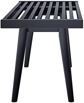 Plank+Beam Rectangular Entryway Bench, Mid-Century Modern, 41.25", Black
