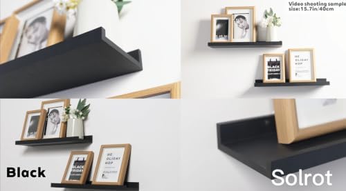 Black Floating Shelves for Wall Decor, 32 in Shelf with Lip Set of 2