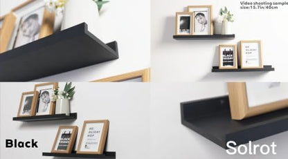 Black Floating Shelves for Wall Decor, 32 in Shelf with Lip Set of 2