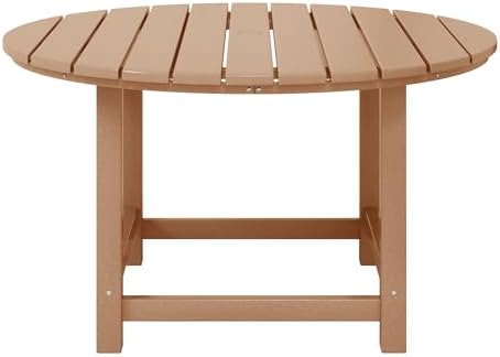 WestinTrends Malibu Kids Outdoor Patio Furniture HDPE 38" Wide Round Dining Table, Teak