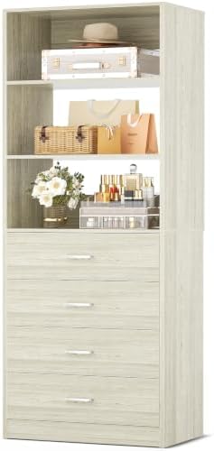 Aheaplus Closet Drawers System, 21.3" Wood Closet Organizer with 4 Drawers