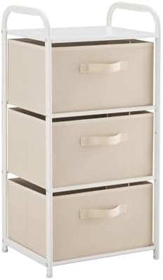 Dresser Storage with 3 Fabric Drawers, Beige
