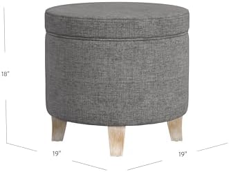 HomePop 19" Round Storage Ottoman - Gray Woven