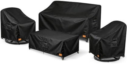 Patio Furniture Covers, 4-Piece Outdoor Set, Waterproof 600D Heavy Duty