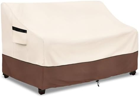 Patio 3-Seater Sofa Cover,Outdoor Couch Cover Fits up to 79W x 37D x 35H Inches,100% Waterproof Heavy Duty Patio Furniture Covers,Beige&Brown