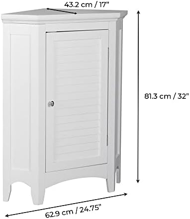 Teamson Home Glancy Corner Freestanding Floor Cabinet, White