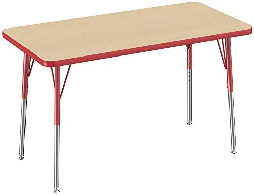 FDP 24" x 48" Rectangle Table with Swivel Glide Legs - Maple/Red