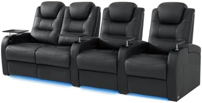 comfiroom Home Theater Seating, Top-Grain Leather Power Recliner Chair