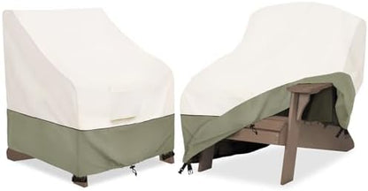 Bitubi Waterproof 2 Pack Patio Adirondack Chair Cover for Outdoor Chair Size Up to 35W x 37D x 36H inch,Outdoor Lawn Patio Furniture Covers (Beige)