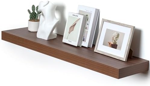 FLYJOE 48 Inch Floating Shelf, 12'' Deep Walnut Shelves for Wall Set of 1