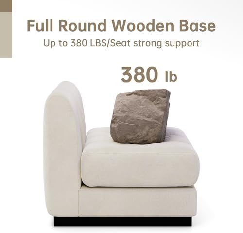 Morden Fort 94'' Modern Sofa, 3 Seater Modular Sectional Couch, Deep Seat Sofas, Minimalist Style Comfy Couches for Living Room Apartment, Chenille, Beige