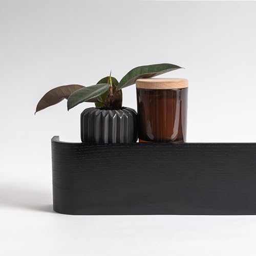 Kazai. Wall-Mounted Coat Rack 'Toke' - Modern Design Coat Rack with Hidden Wall Hooks - Solid Wood Veneer Panel Coat Hanger - Oak, Black