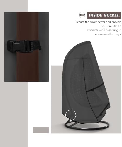 ULTCOVER Patio Hanging Egg Chair Cover, 45W x 33D x 68H in, Black