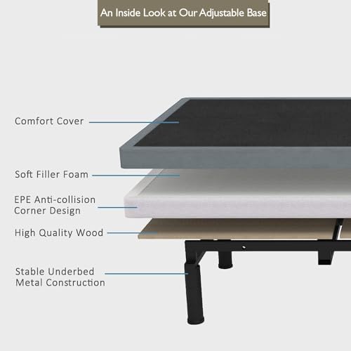 Irvine Home Collection Twin XL Adjustable Bed Base - Dual Massage - USB Ports - Zero Gravity - Underbed Light - Wireless Remote - Zero Clearance - Anti Snore - Memory Positions