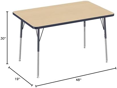 FDP 30" x 48" Rectangle Table with Swivel Glide Legs - Maple/Navy