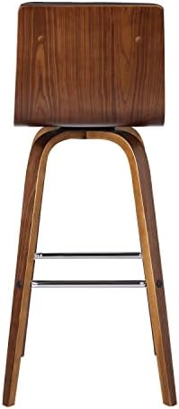Armen Living Vienna Mid-Century Modern 30" Bar height Barstool Faux Leather Wood Finish, Grey/Walnut
