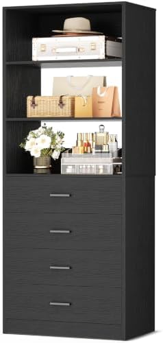 Aheaplus Closet Drawers System, 21.3" Wood Closet Organizer with 4 Drawers