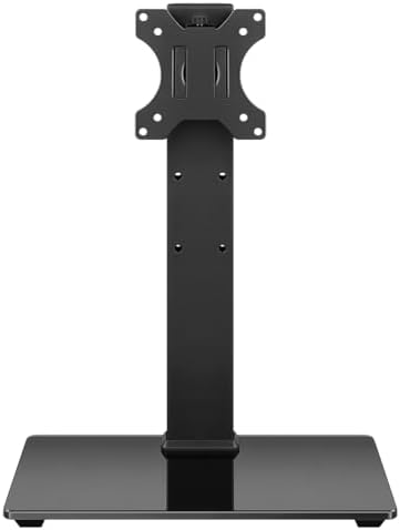 WKWKER Universal TV Stand for 13-32inch LED LCD Table Top Television Stand with 45 Degree Height Adjustable Swivel TV Stand Mount with Tempered Glass Base Max VESA 100x100mm