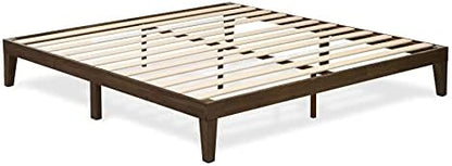 East West Furniture DNP-22-K King Size Platform Bed with 4 Solid Wood Legs and 2 Extra Center Legs - Walnut Finish