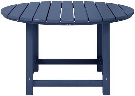 WestinTrends Malibu Kids Outdoor Patio Furniture HDPE 38" Wide Round Dining Table, Navy Blue