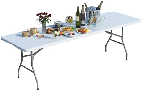 8 FT Folding Tables for Camping Party Picnic, School, Dinning, White