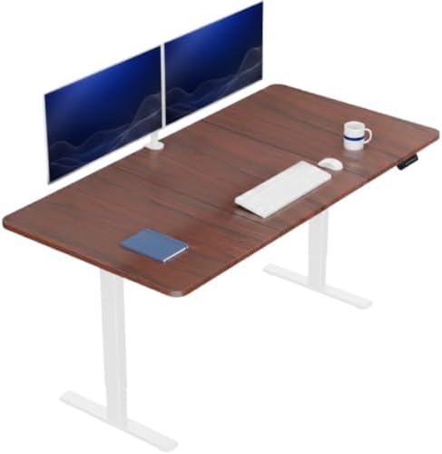 VIVO Electric Standing Desk, Smooth 3-Piece 71" x 36" Dark Walnut Top