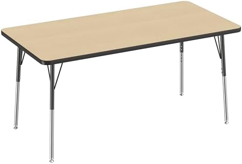 FDP 30" x 60" Rectangle Table with Swivel Glide Legs - Maple/Black