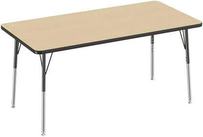 FDP 30" x 60" Rectangle Table with Swivel Glide Legs - Maple/Black