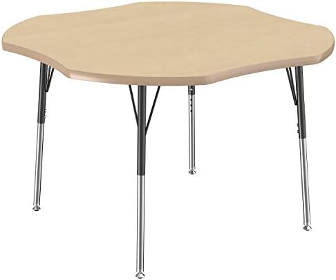 FDP 48" x 48" Clover Table with Swivel Glide Legs - Maple/Maple/Black