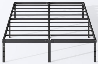 Queen Size Metal Platform Bed Frame 18 Inch Tall, No Box Spring Needed, Heavy Duty Sturdy Support, Underbed Storage Space, Easy Assembly, Black