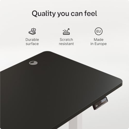 Desktronic HomePro Standing Desk 54x28 — Made in Europe, Ergonomic Sit Stand Home Office Desk, Electric Height Adjustable, Dual Motor, USB & USB-C Charging, Wobble-Free, Touchscreen, 3 Memory Presets