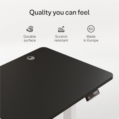 Desktronic HomePro Standing Desk 54x28 — Made in Europe, Ergonomic Sit Stand Home Office Desk, Electric Height Adjustable, Dual Motor, USB & USB-C Charging, Wobble-Free, Touchscreen, 3 Memory Presets