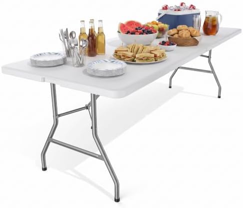 NEWBULIG 8 FT Foldable Table, Heavy Duty Folding Table Easy to Fold Store