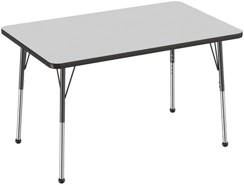 FDP 30" x 48" Rectangle Table with Ball Glide Legs - Gray/Black