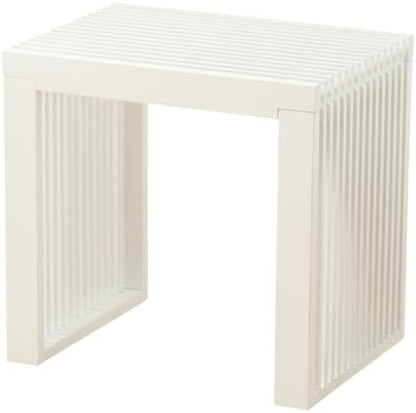 Bamboo Bench (White, Short) 18 Inch Indoor Bench for Entryway, Living Room & Bedroom