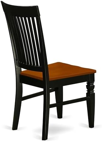 East West Furniture WEC-BCH-W Weston Dining Chairs - Slat Back Wooden Seat Chairs, Set of 2, Black & Cherry
