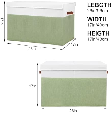 Large Toy Storage Box with Lid, Toy Chest Bin Boxes Basket with Dividers